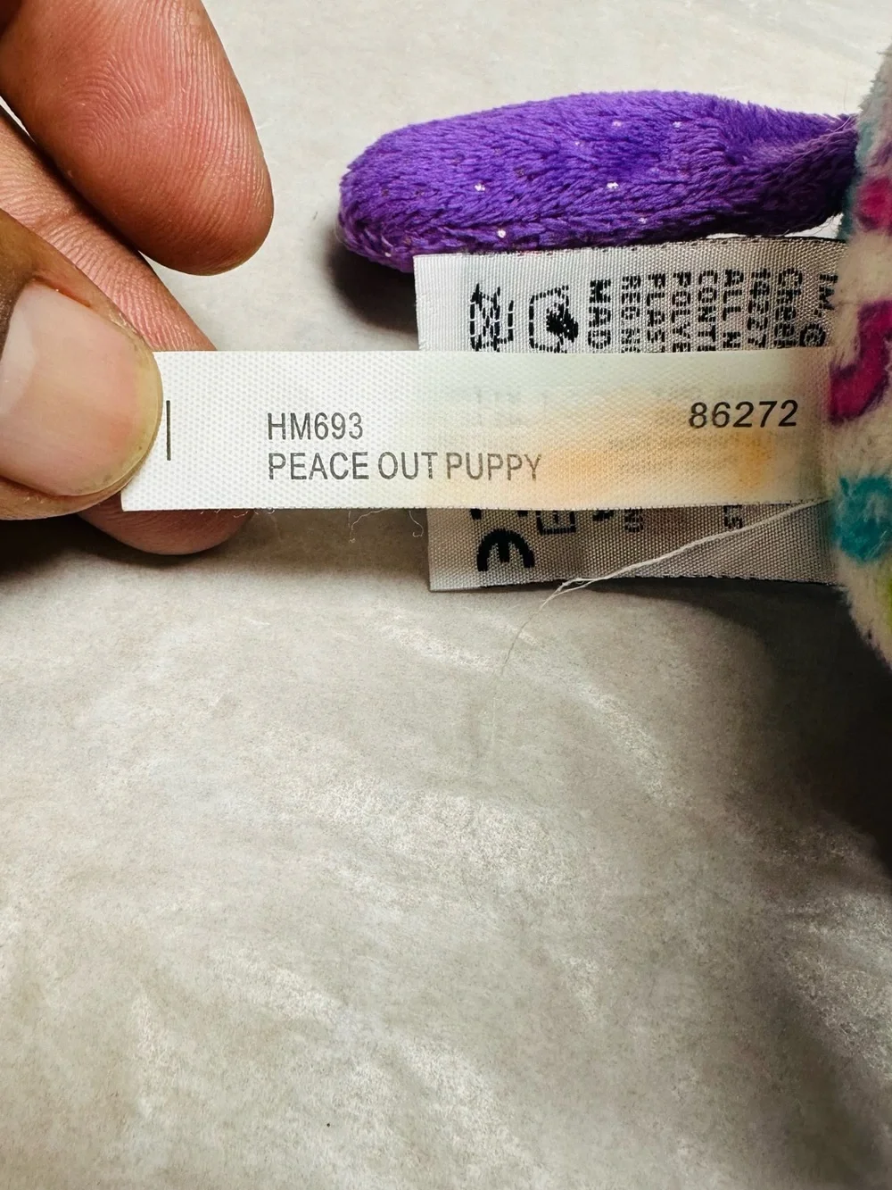 WEBKINZ GANZ Plush Puppy Toy - Purple & Multicolor Peace Signs